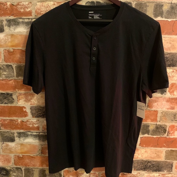 Black 3 Button Short Sleeve Nordstrom Rack Shirt - Picture 1 of 3